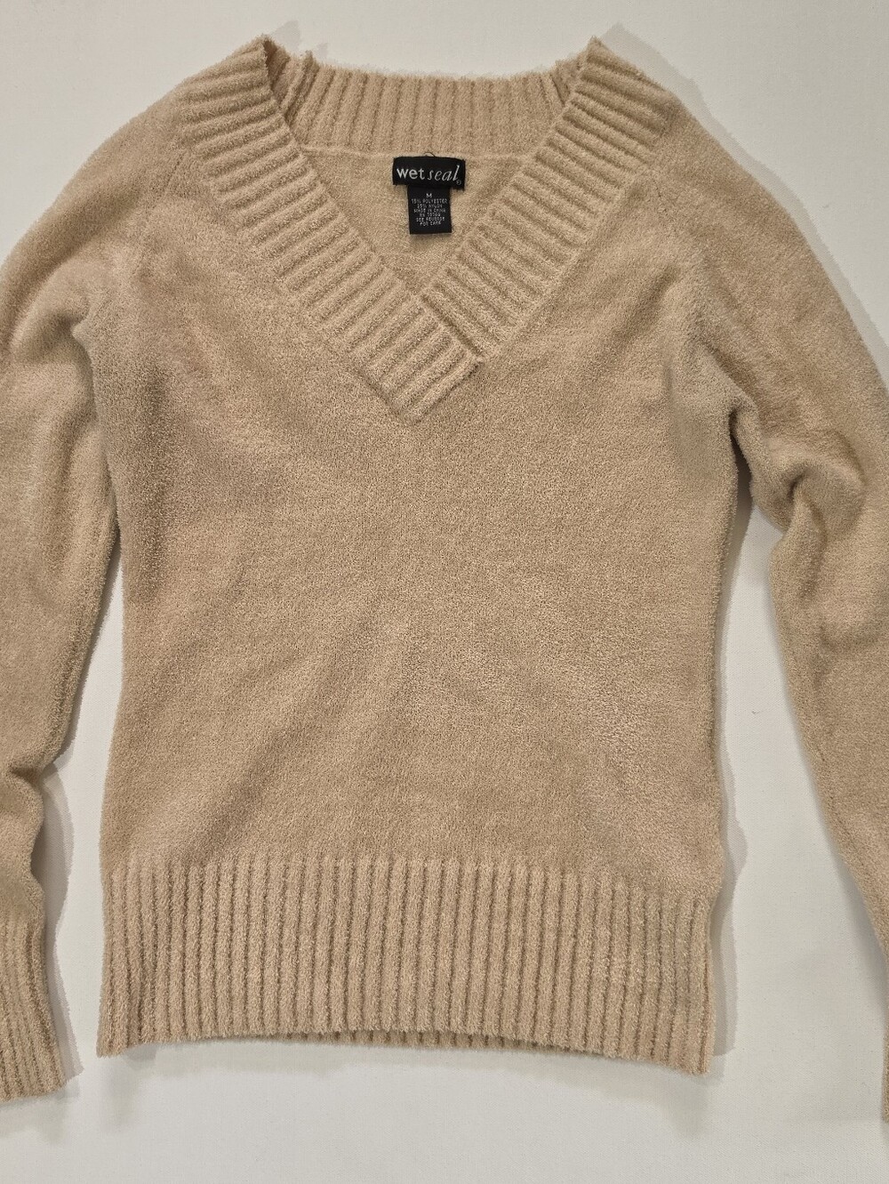 Wet Seal Sweater Womens Medium Beige Classic Y2K Retro Fall Streetwear